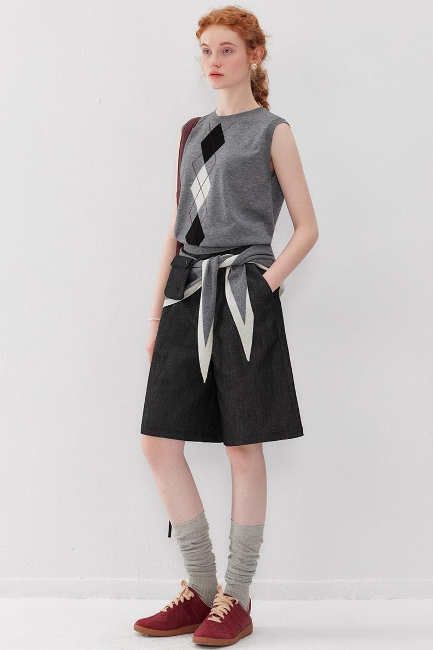 Diamond Checkered Wool Vest