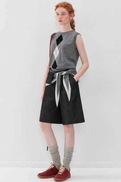 Diamond Checkered Wool Vest