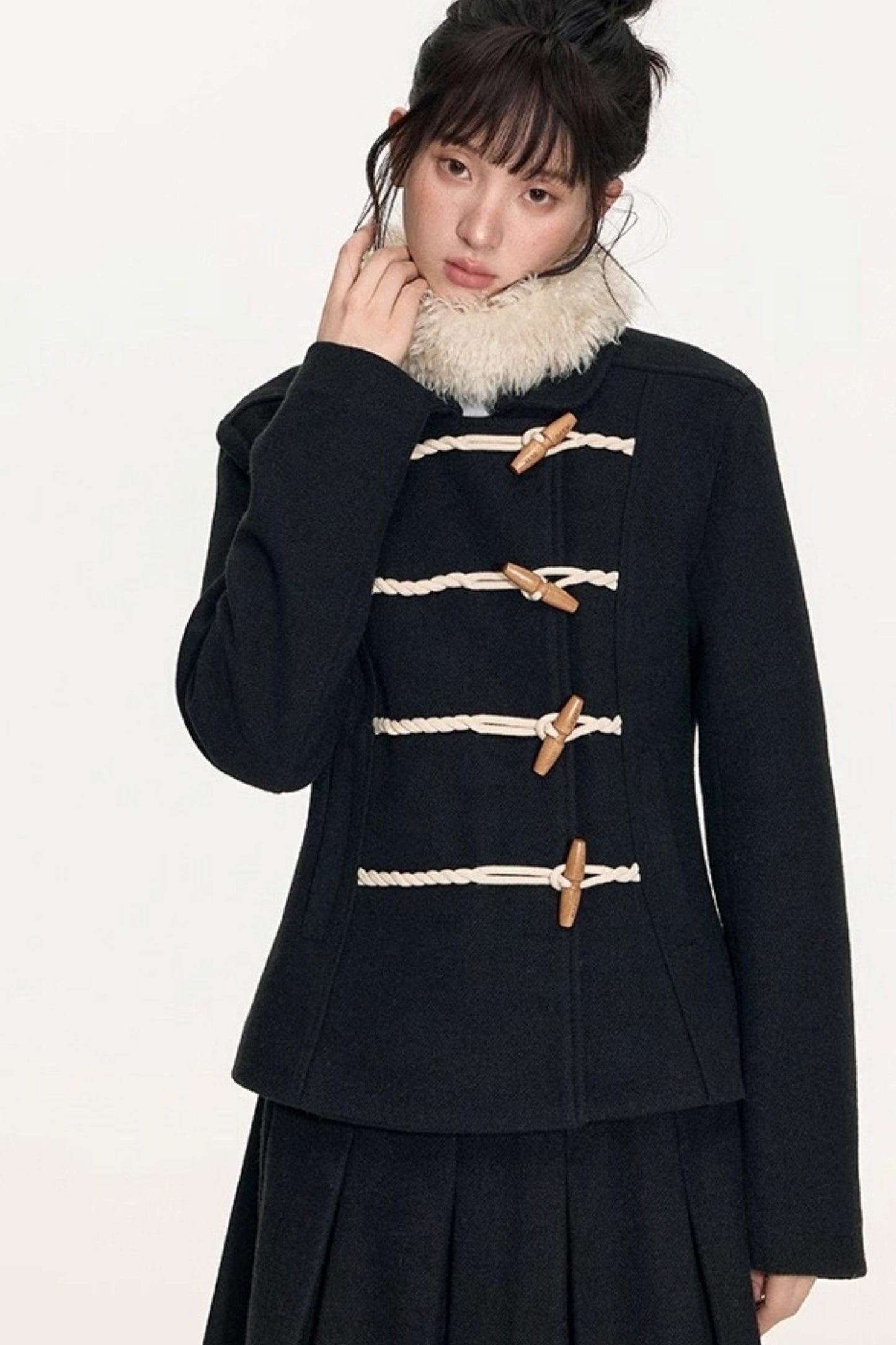 Slim Waist Woolen Coat Set-Up
