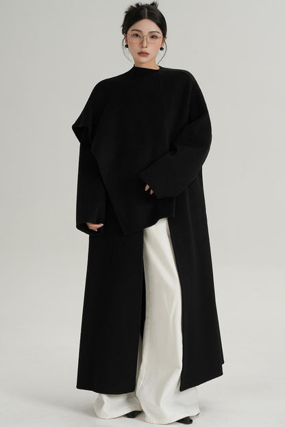 High-End Shawl Collar Wool Long Coat
