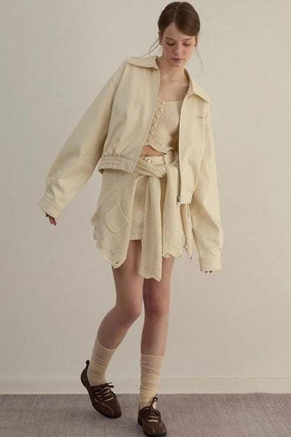 Embroidered A-line Duo Coat Skirt Set-Up