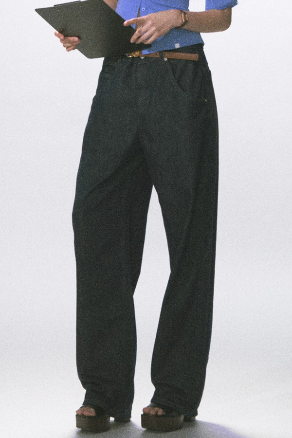 Raw Denim Wide-Leg Jeans