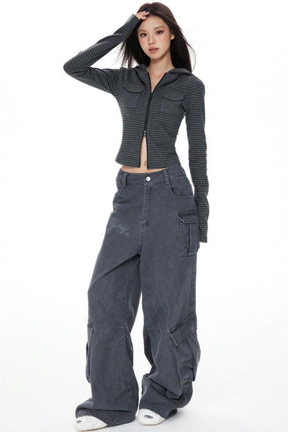 Slim Fit Cropped Hoodie Top