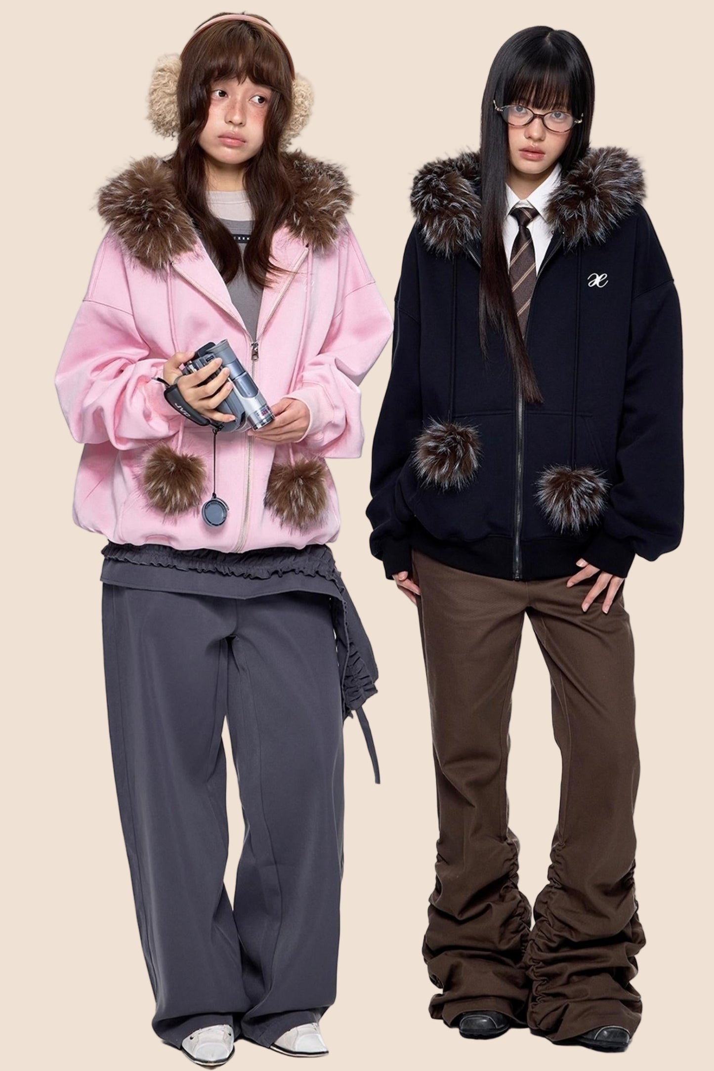 Hooded Embroidered Fleece Cardigan