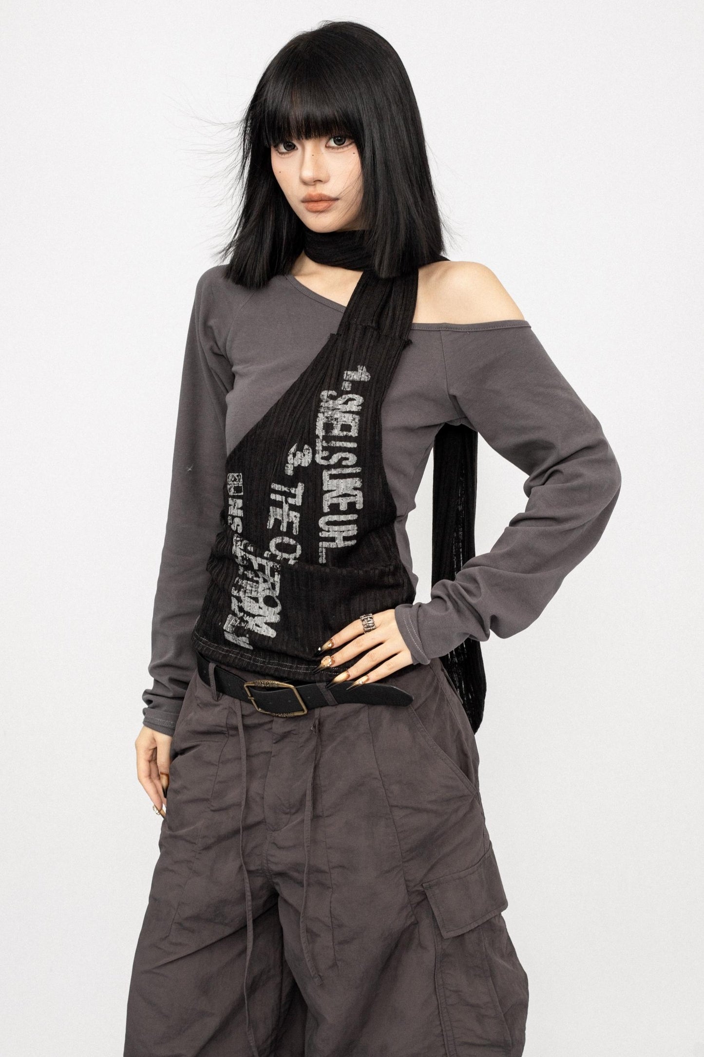 Niche Design Off-Shoulder Coffee Top