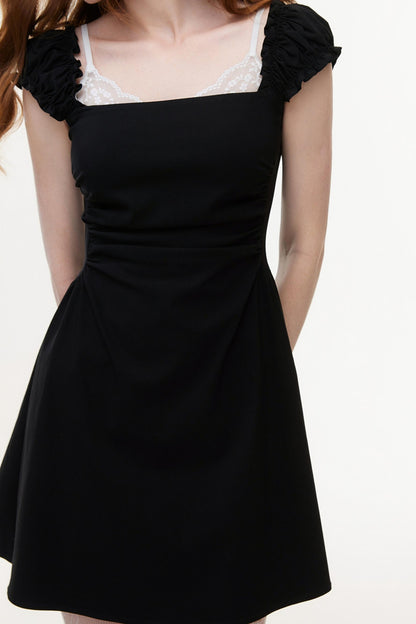 Bold Square Collar Strapless Dress