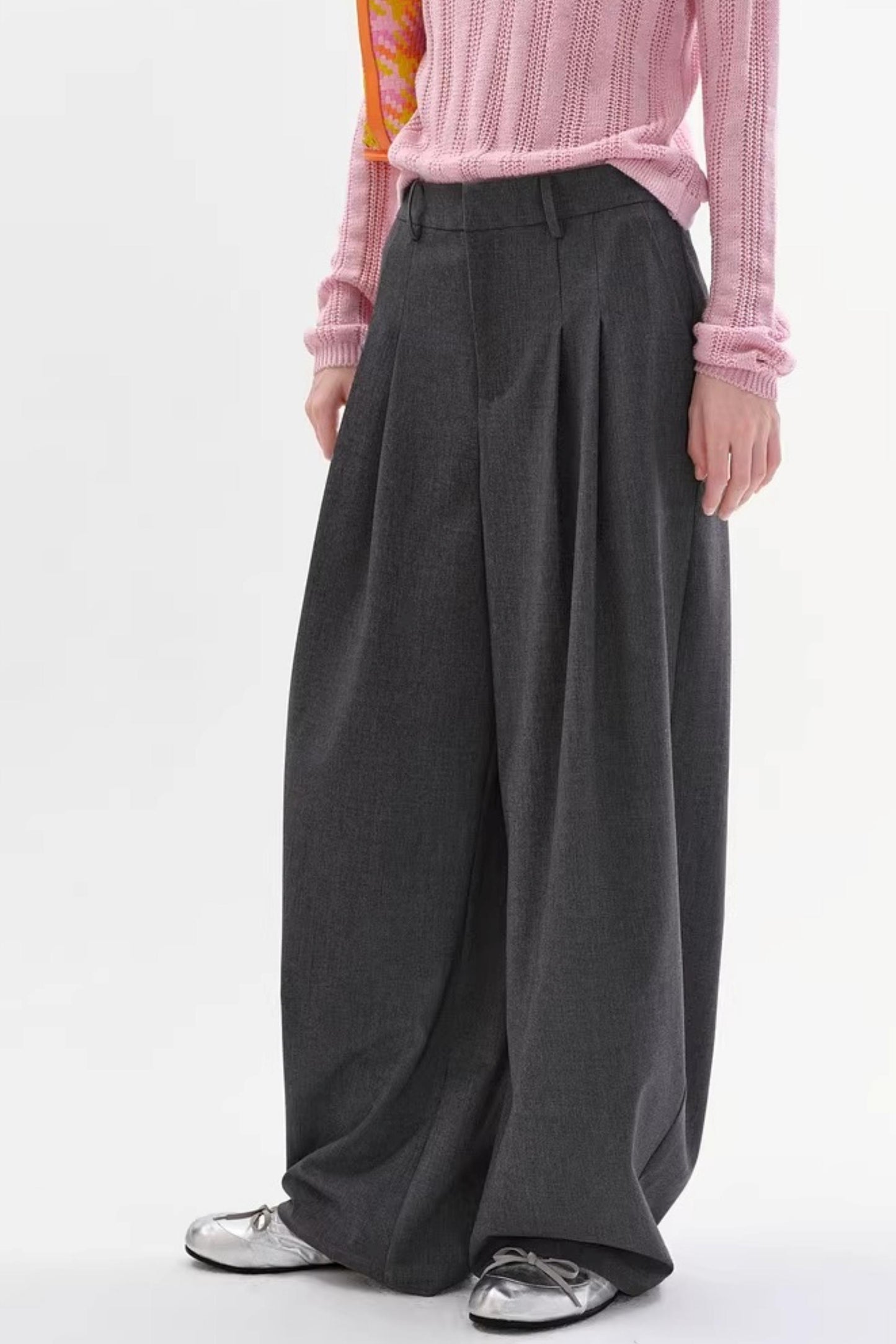 Pleated Drape Scimitar Pants