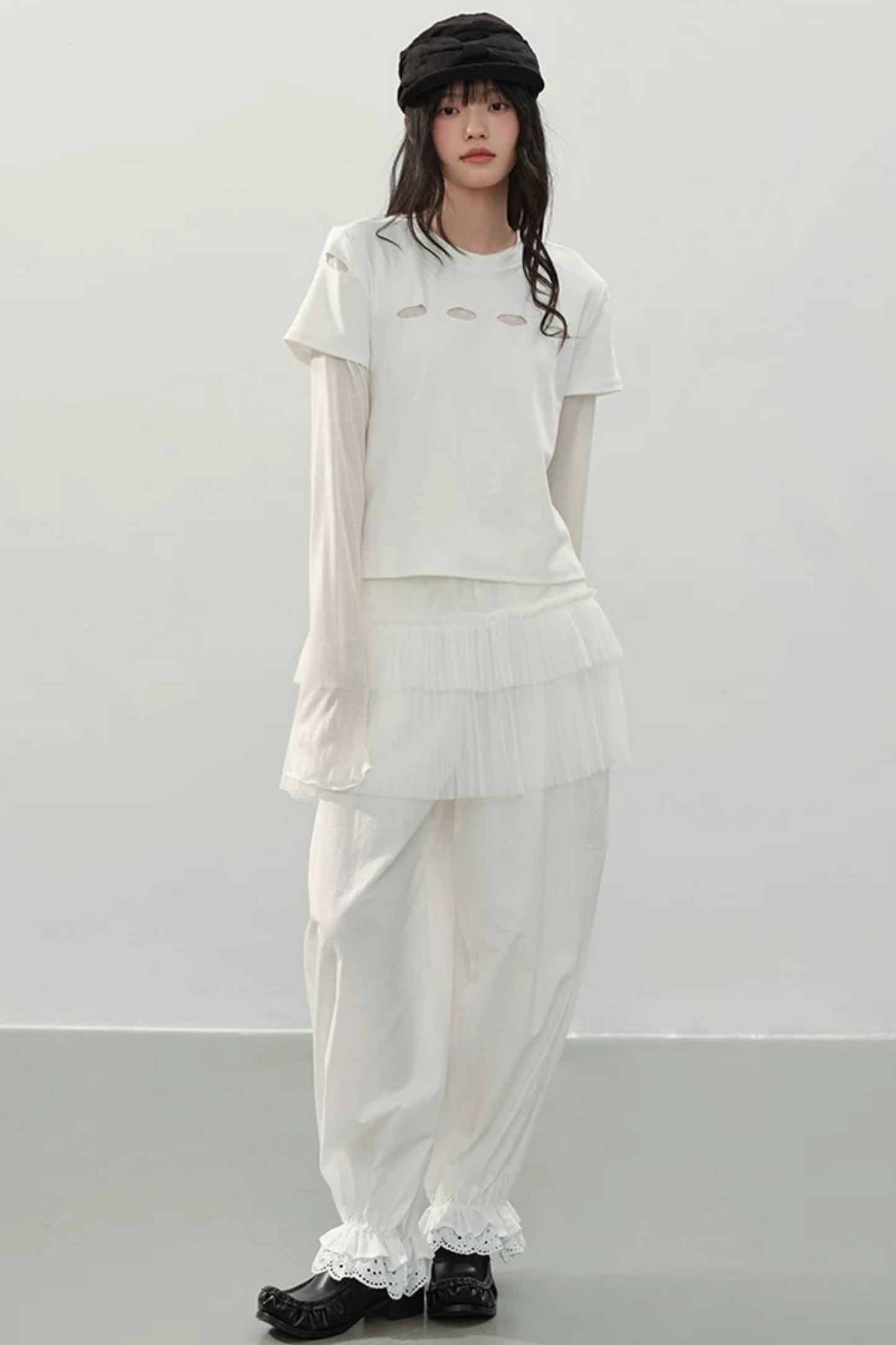 레이스 러플 벌룬 팬츠