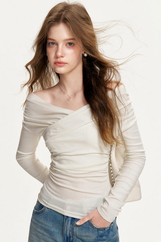 Romantisches Woll-Falten-Top