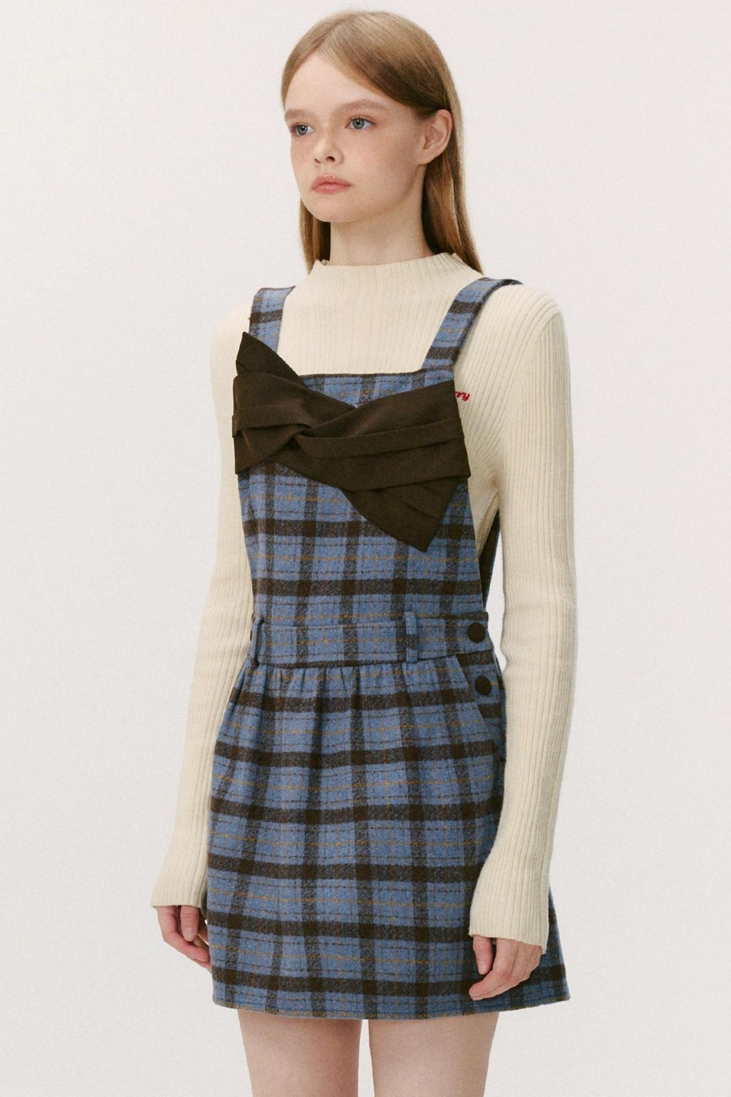 Blueberry Wool-Blend A-Line Short Dress