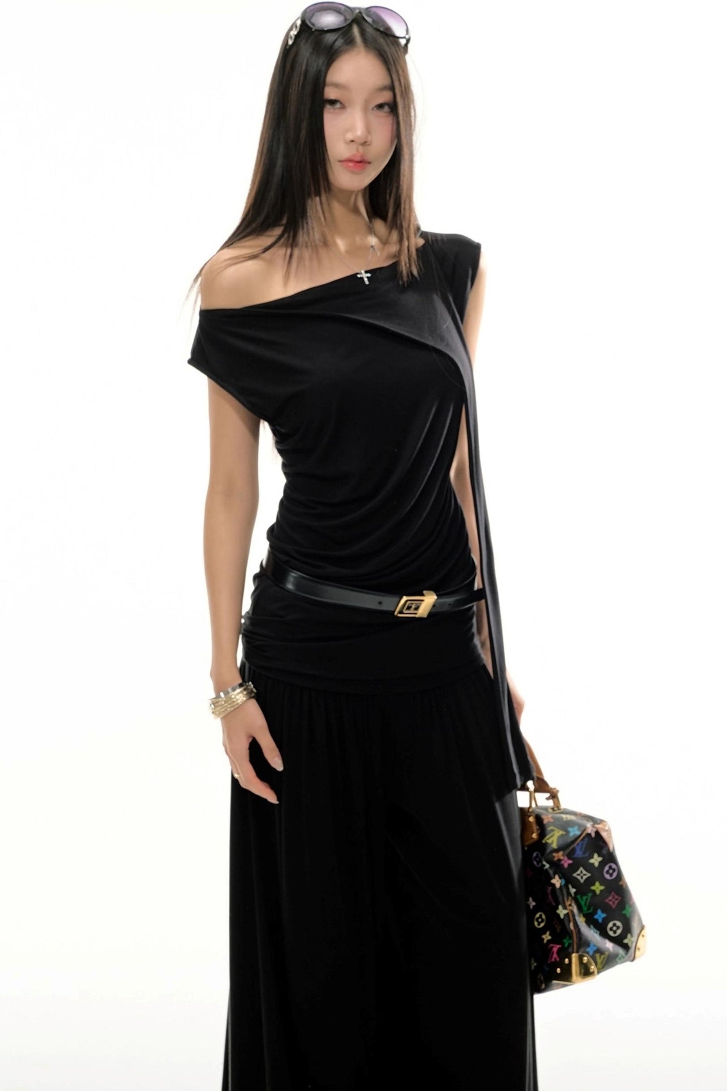 Silk Pleated Vest Pants Set-Up