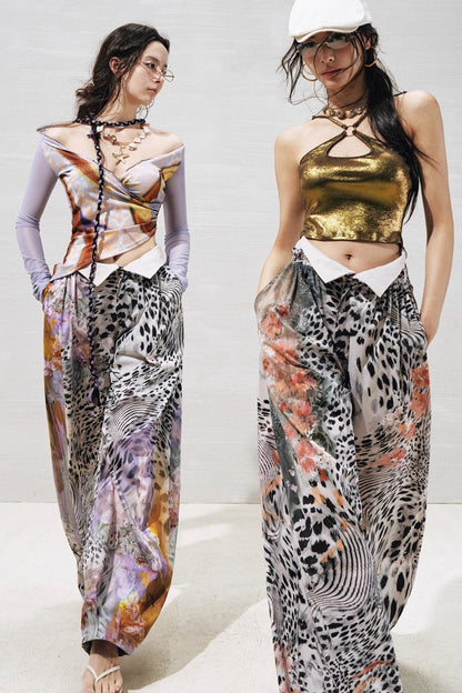 Garden Impression Leopard Print Pants