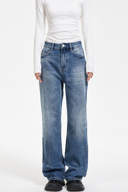 Washed Blue Ripped Denim Pants