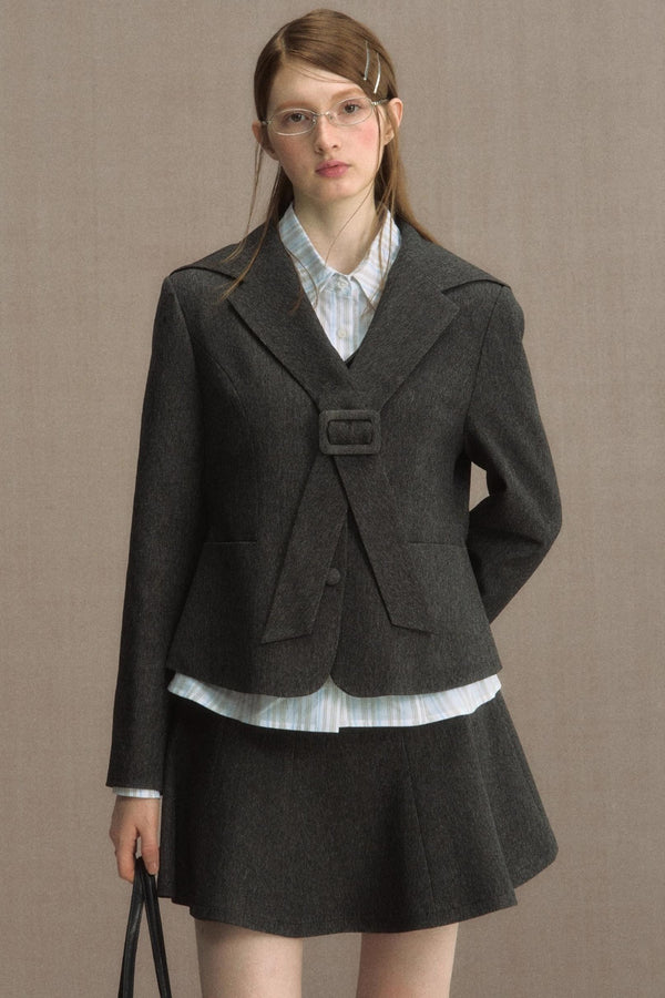 High Waist Gray  A-Line Skirt