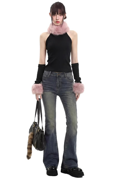 Strick-Fellkragen-Weste