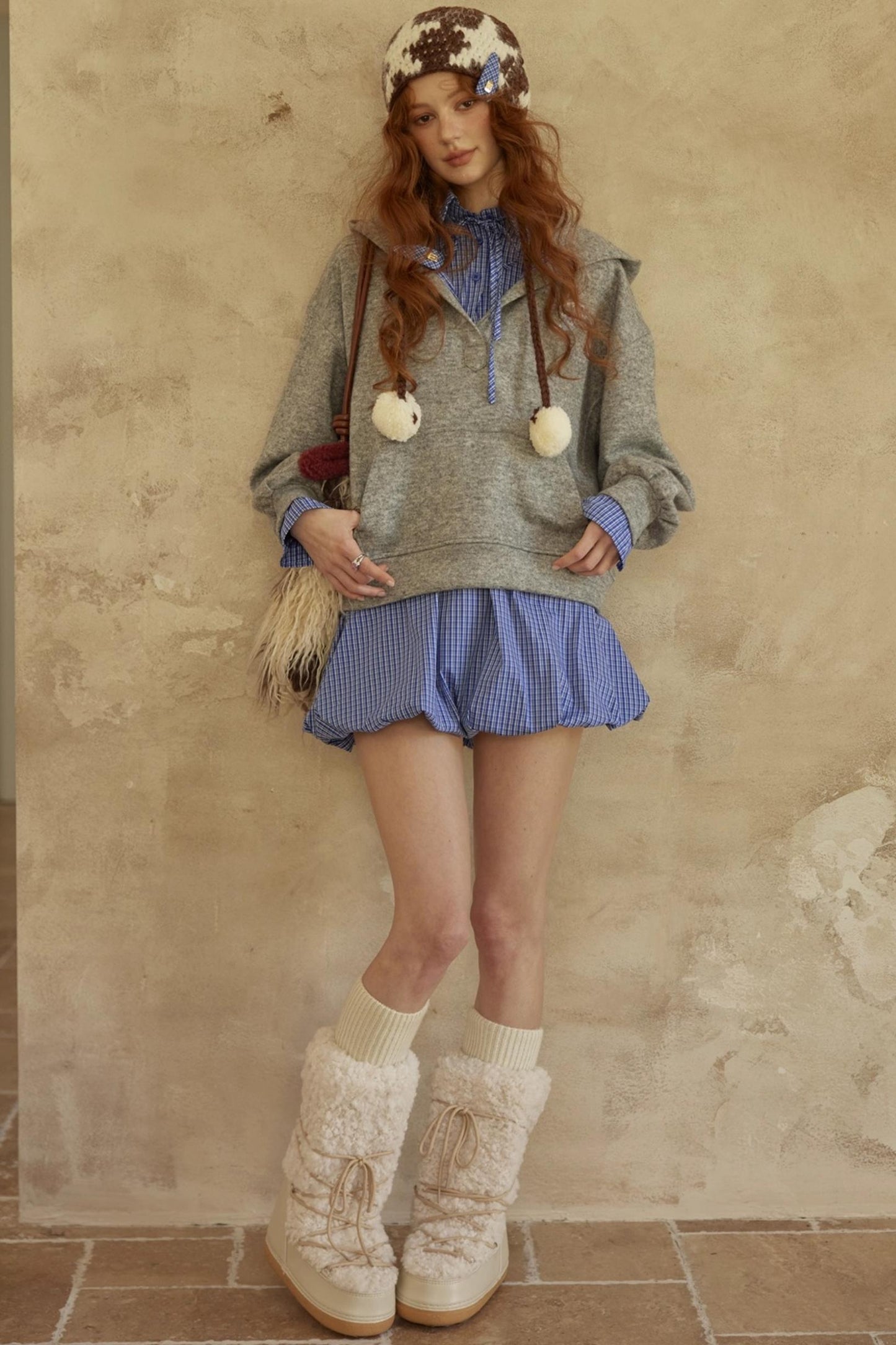 Plaid Mini Skirt Top With pants Set-Up