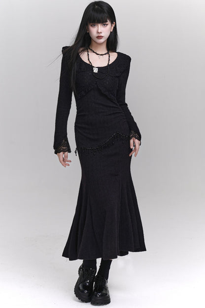 Long Black Knit Dress