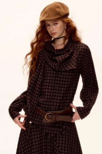 Retro Beaded Plaid Shirt Set-Up