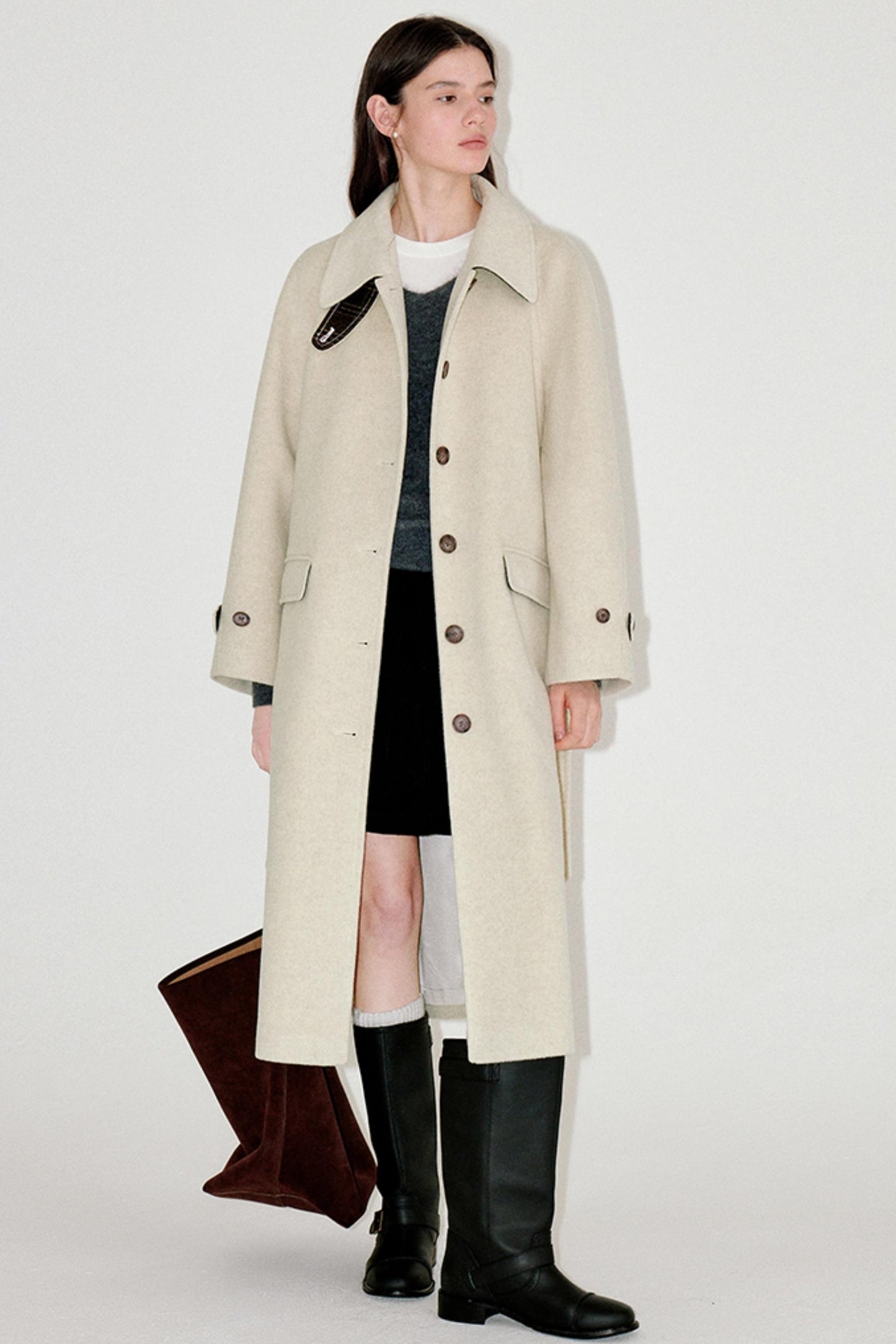 Patterned Patchwork Woolen Coat