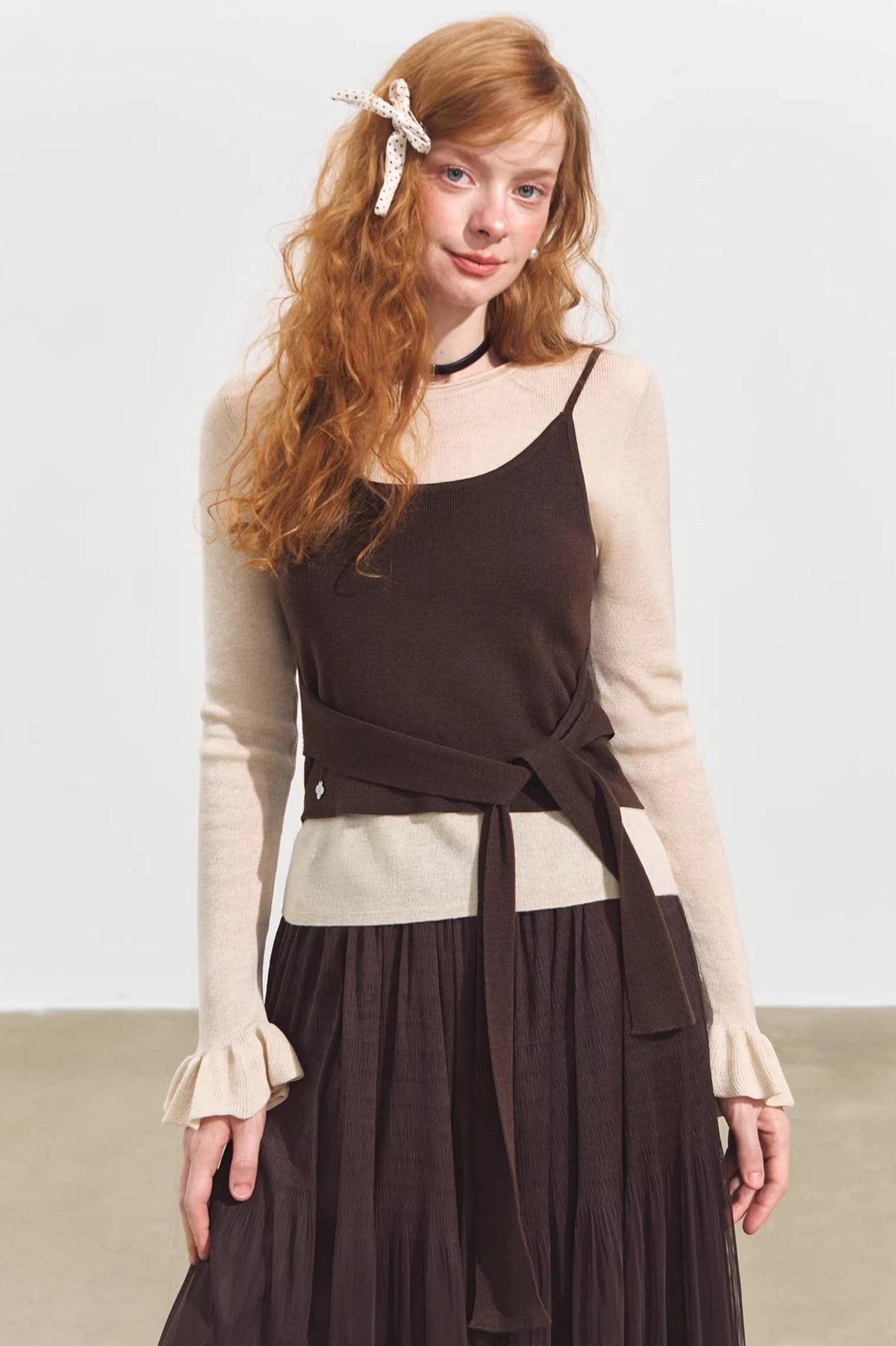 Plaid Collar Sweater Set-Up