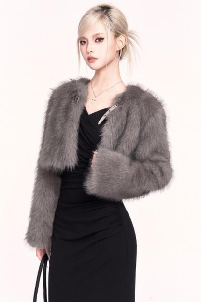 Korean High-End Cropped Fur Jacket