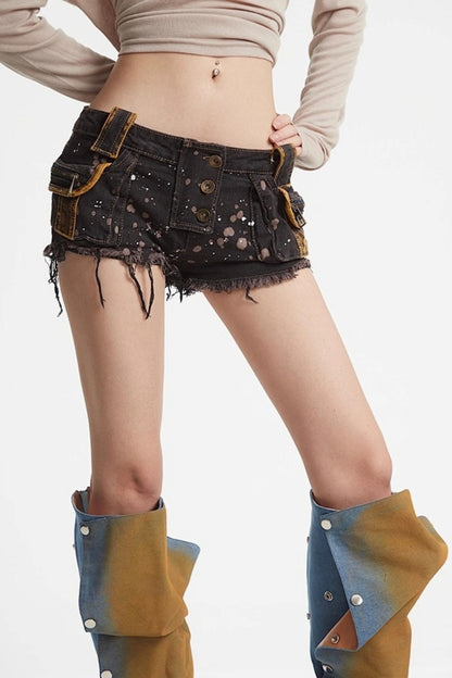 Patchwork Denim Shorts