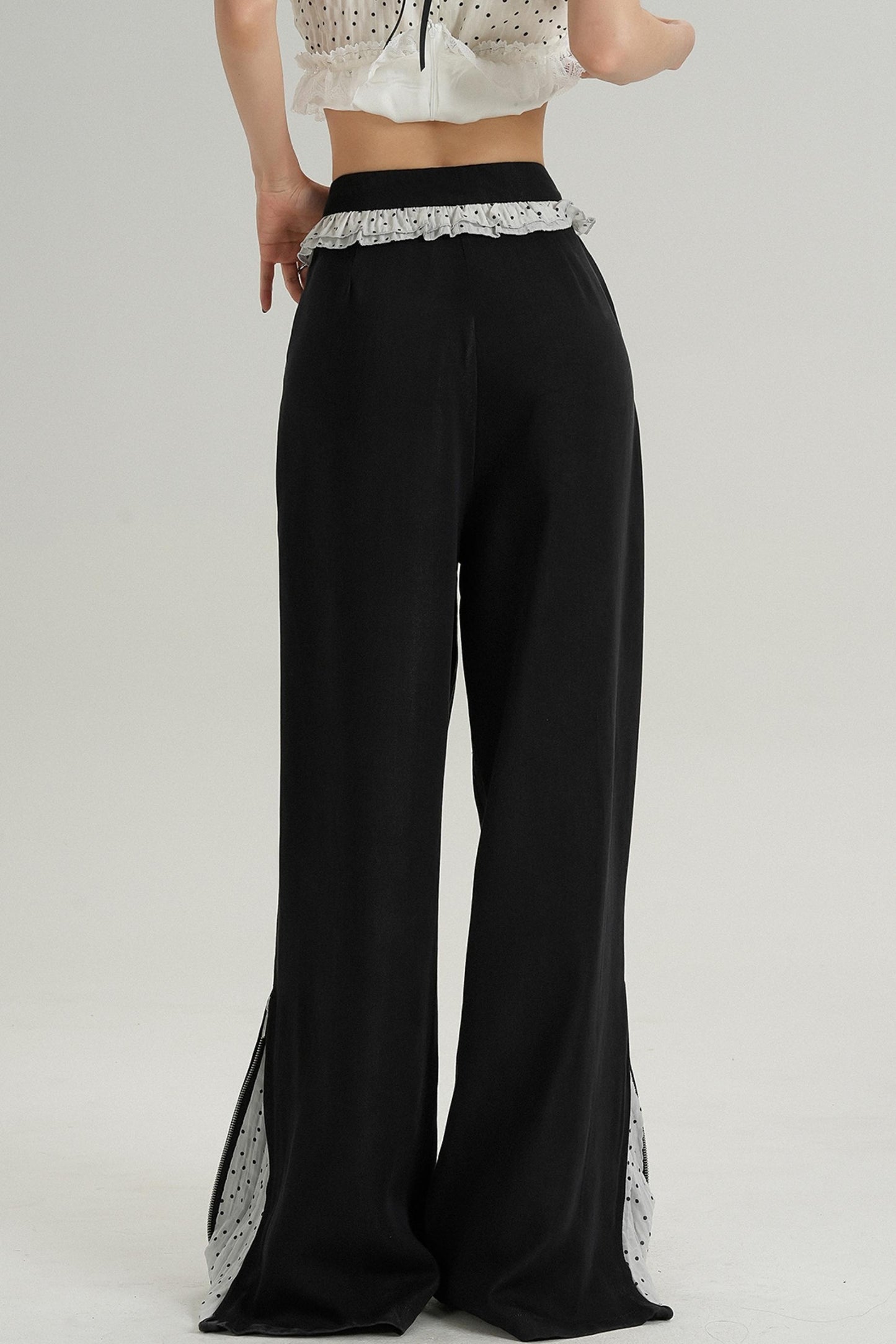 Designer Lace-Trimmed Pants