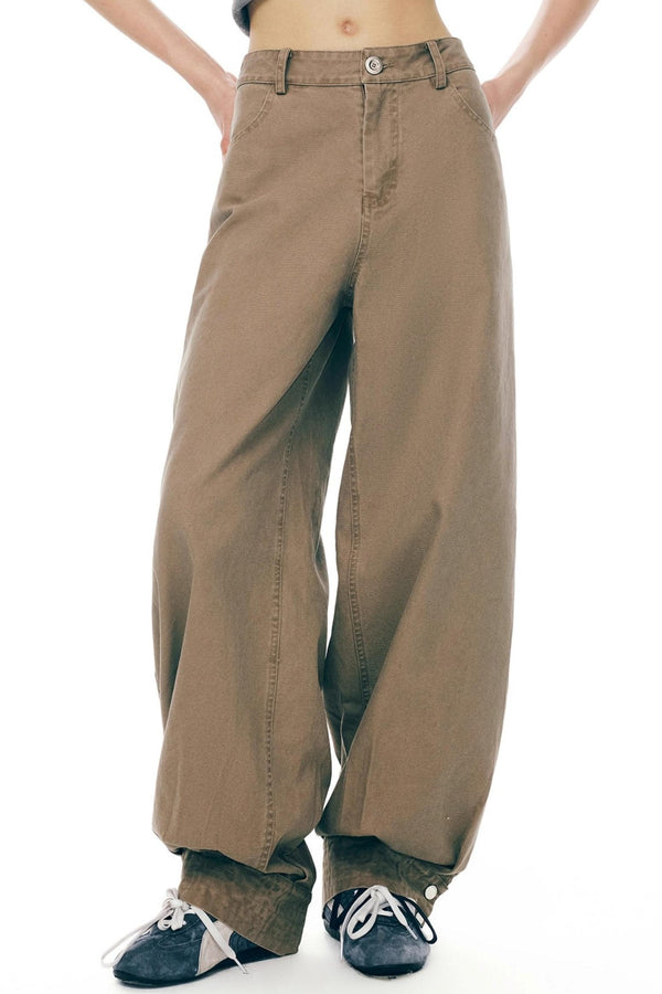 Retro Distressed Cotton Pants
