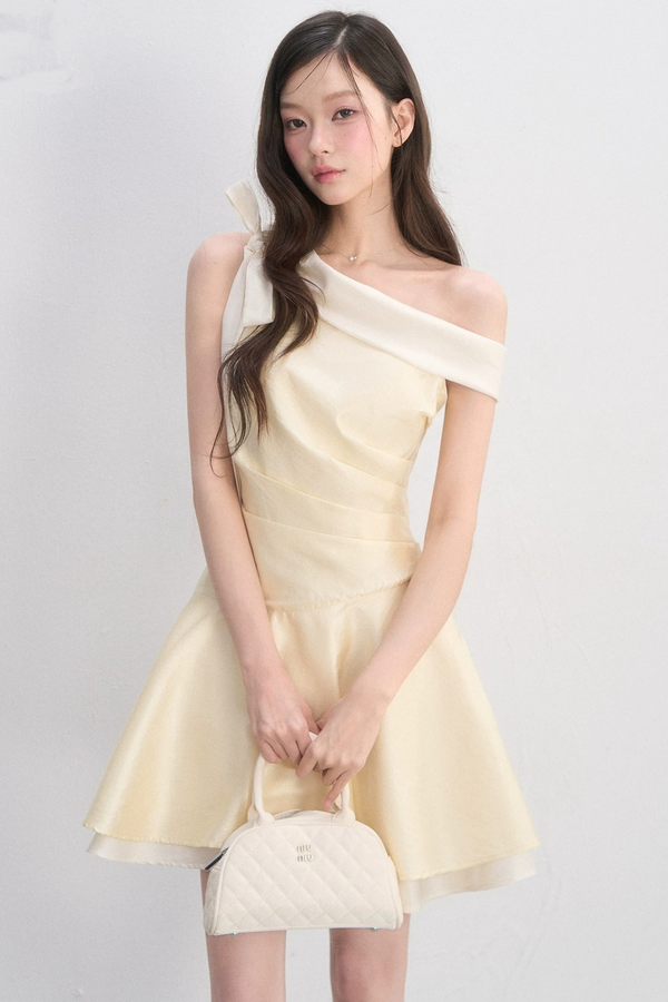 One-Shoulder Waist-Cinching Dress
