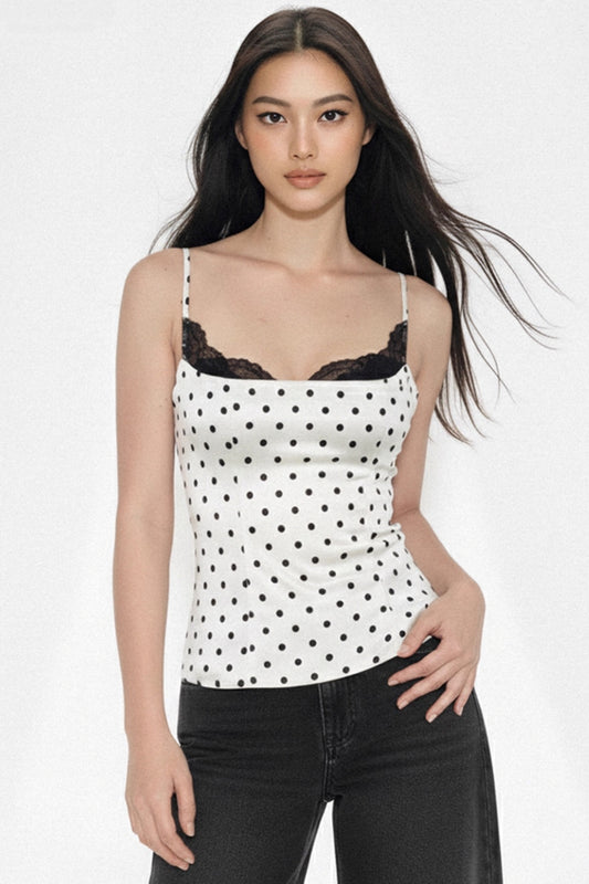 Contrasting Polka Dot Lace Camisole