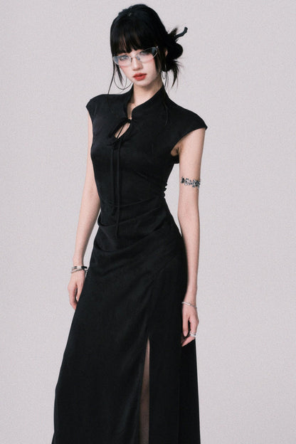 Chic Black Jacquard Dress