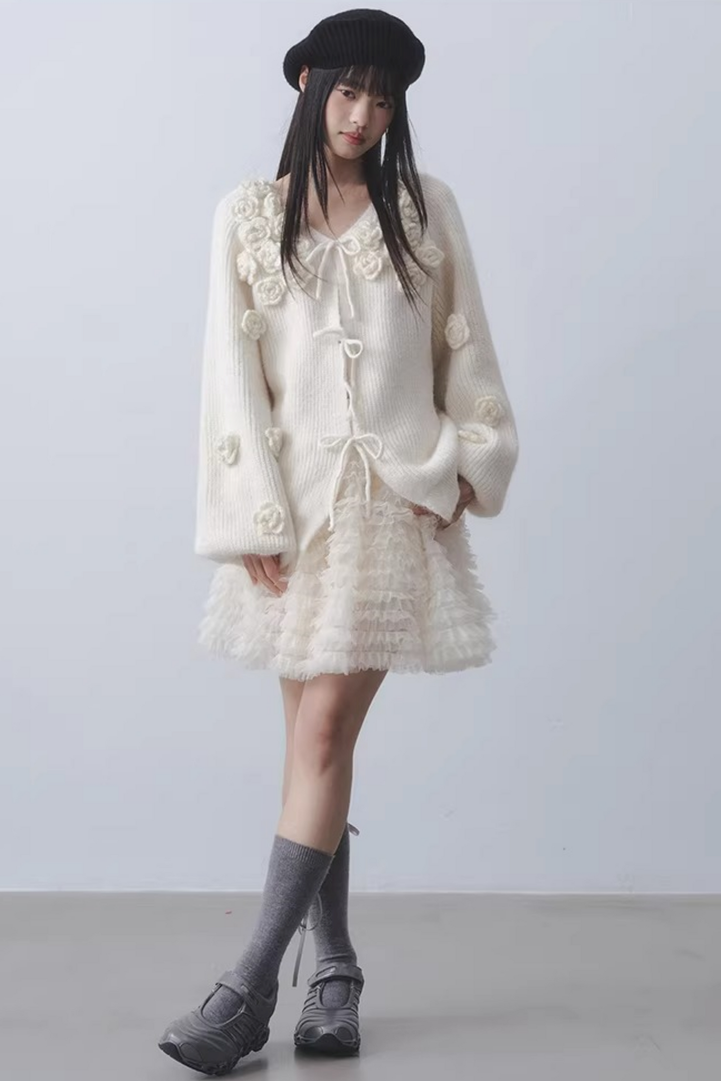 Milky White Floral Cardigan