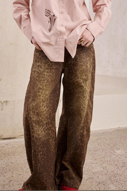 Leopard Split Wide Leg Pants