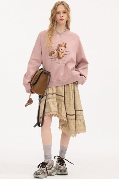 Irregular Wave Patchwork Midi Skirt