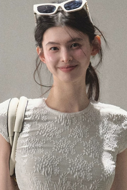 Lace Splice Short Sleeve Top
