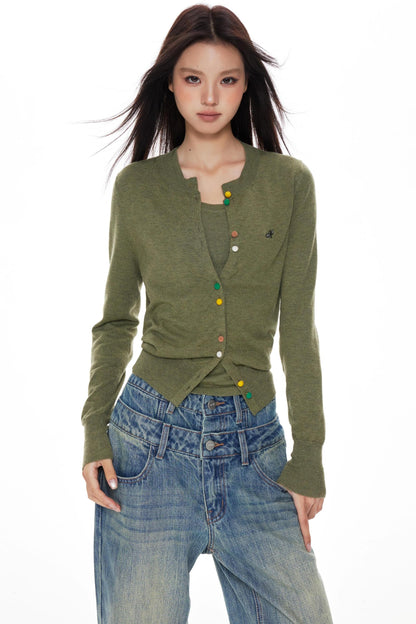 Colorful Knit Cardigan Set