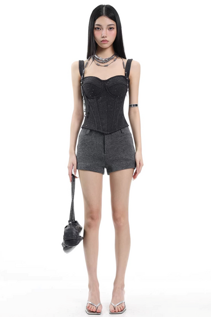 French Gray Sequined Vest