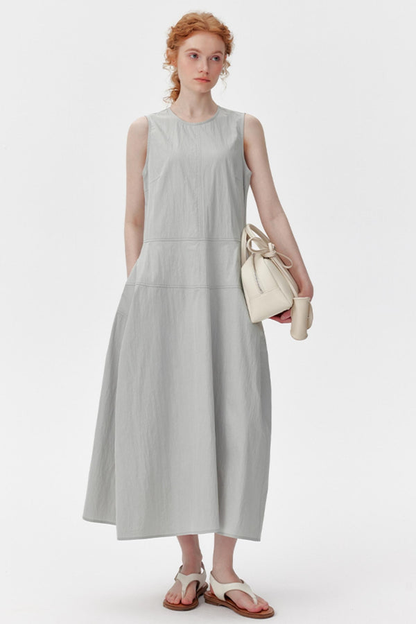 Sleeveless Gray A-Line Dress