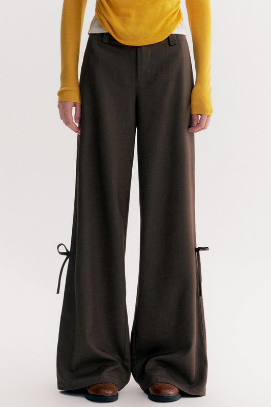 Mocha Handmade Upright System Wide-Leg Suit Pants