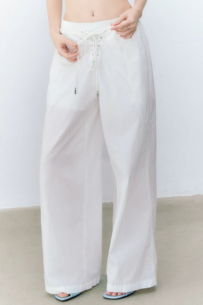 Drawstring Straight-Leg Pants
