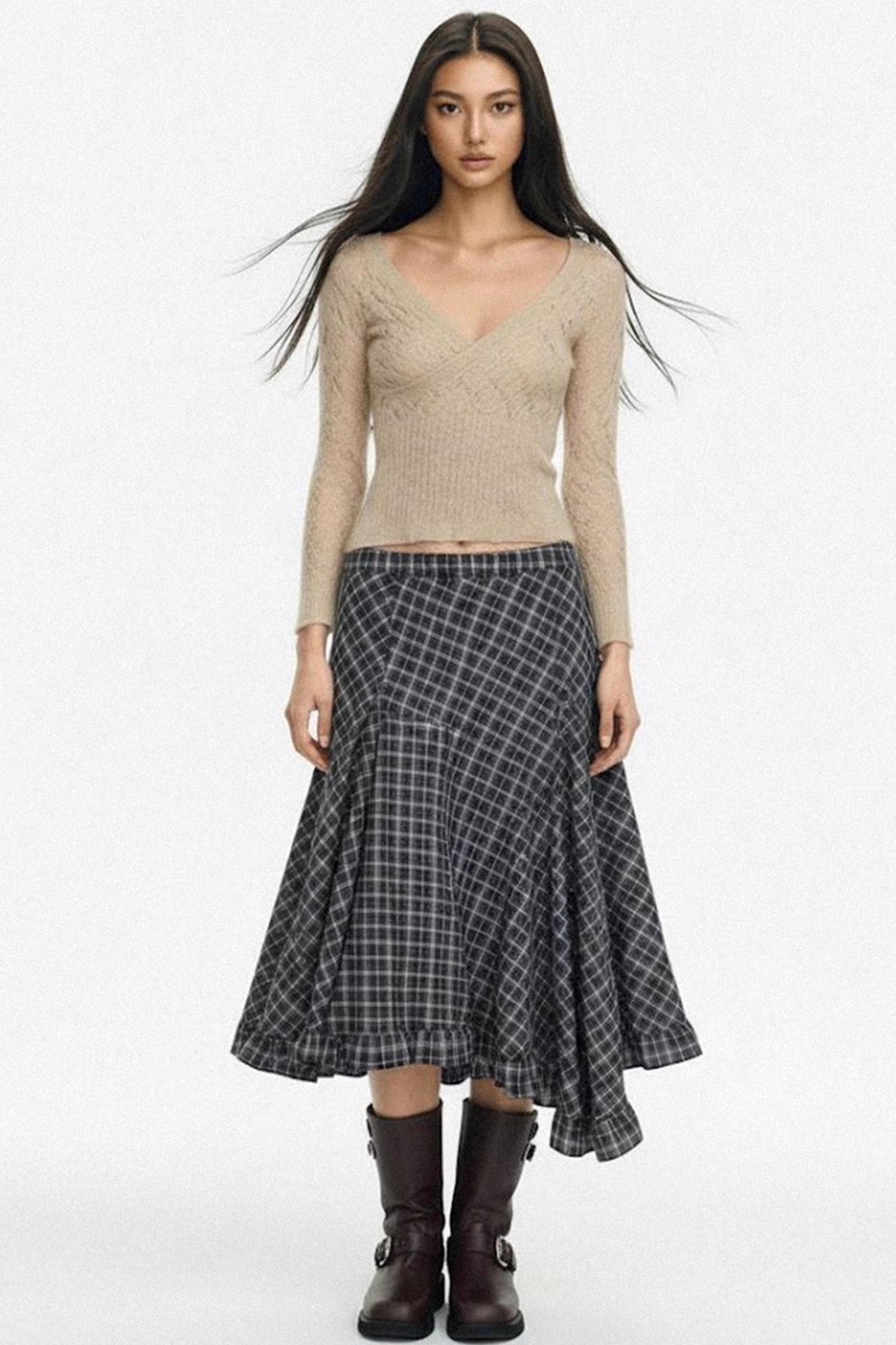 V-neck Crochet Woolen Top