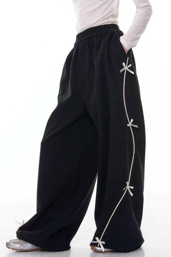 High-Waisted Wide-Leg Sports Sweatpants