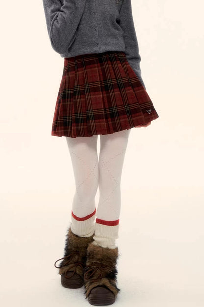 Retro Plaid Wool Skirt