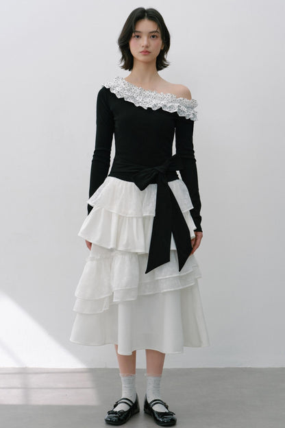 Vintage White Flower Puffy Skirt