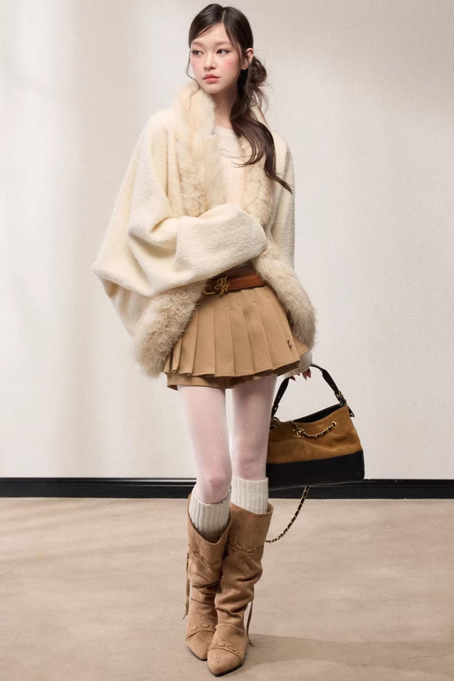 Elegant Wool Batwing Coat