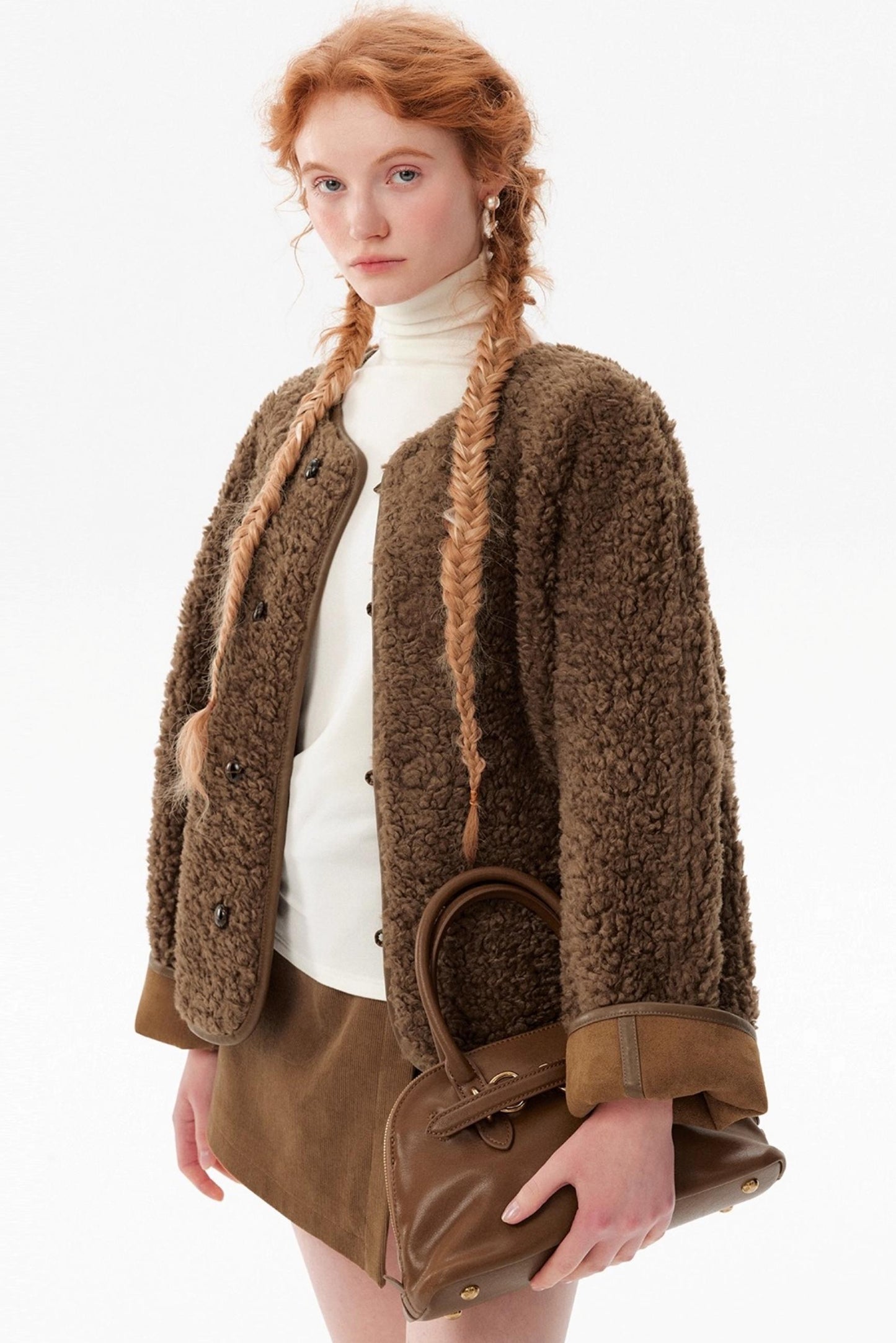 Retro Brown Suede Wool Jacket