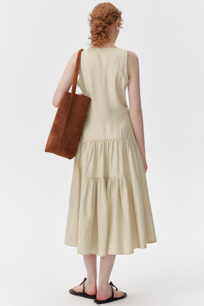 V-Neck Linen Summer Dress