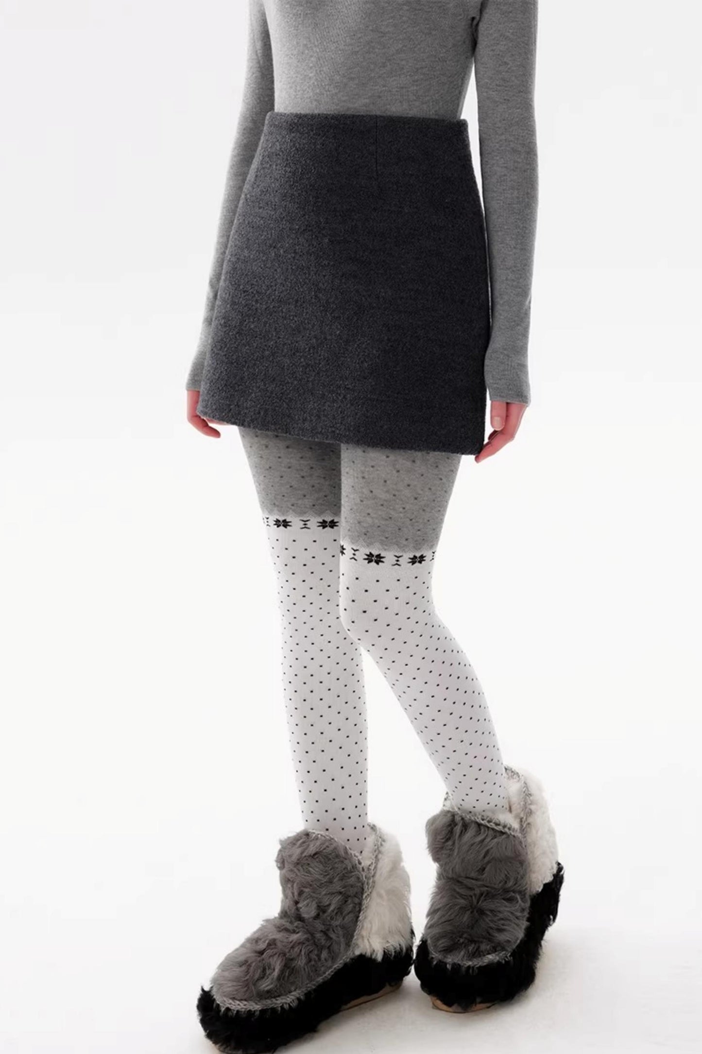 Black Wool Blend A-Line Skirt