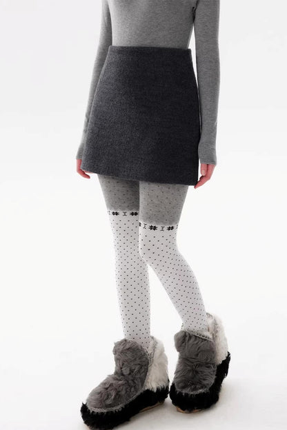 Black Wool Blend A-Line Skirt