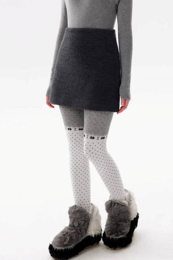 Black Wool Blend A-Line Skirt